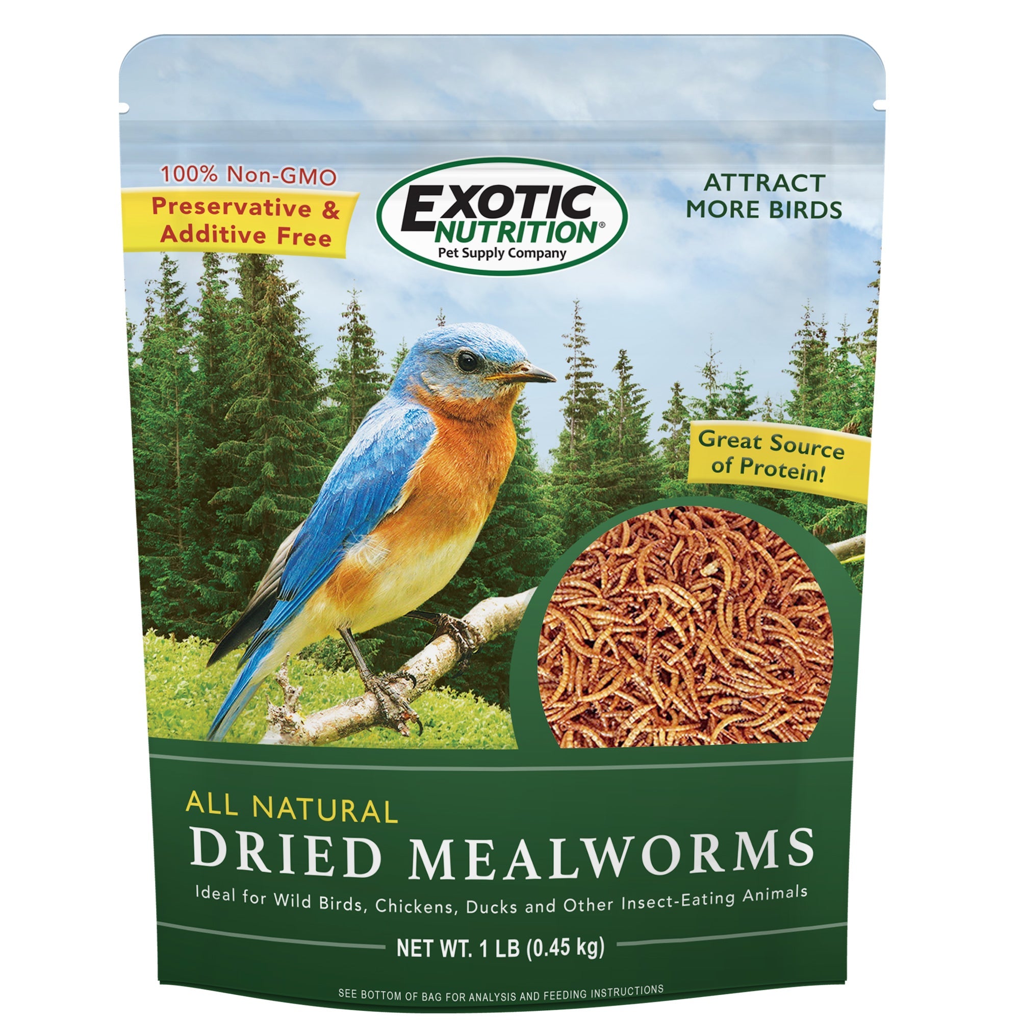 Premium Dried Mealworms 1 lb - High Protein Natural Bird & Reptile Food - Perfect for Wild Birds, Chickens, Fish Bait & Pet Treats
