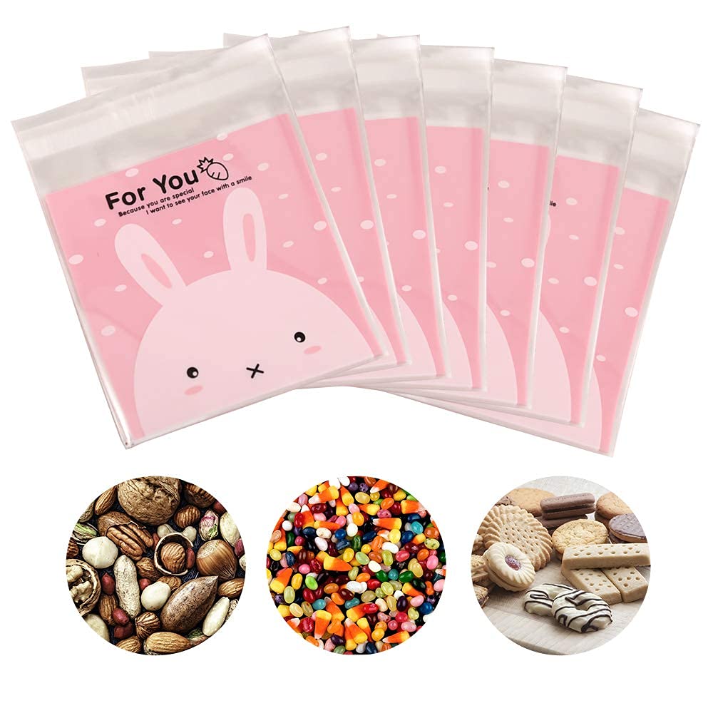 Chocozone 100-Pack Self-Adhesive Guddy Bags - Pink Party Favor Bags for Cookies, Chocolates & Birthday Gifts | Perfect for Baby Showers, Wedding Favors & Holiday Treats