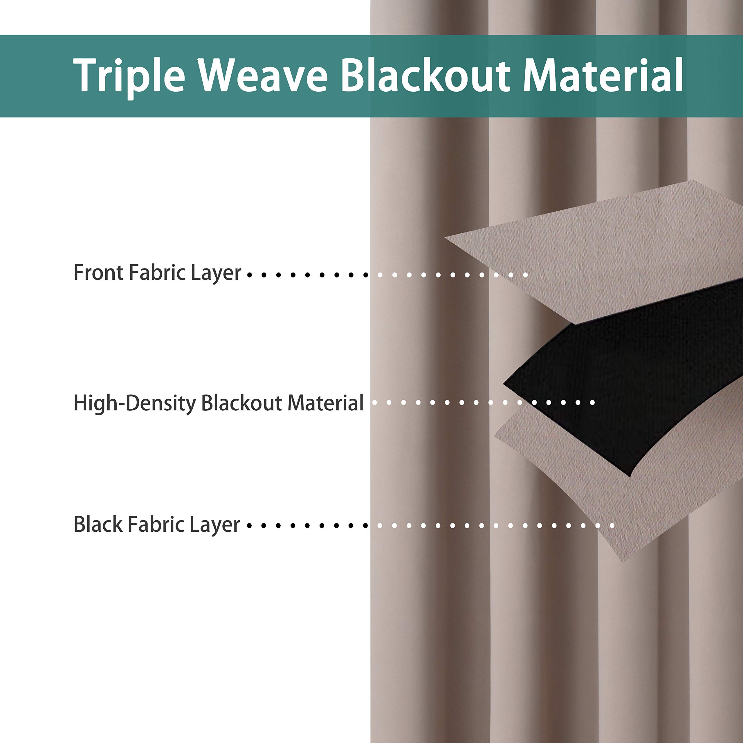 LORDTEX Khaki Room Divider Curtains - 15ft x 9ft Soundproof Blackout Privacy Curtain Panel for Living Room, Bedroom, Patio & Sliding Doors | Noise Reduction & Light Blocking for Home Office, Dorm, Studio & Room Partition