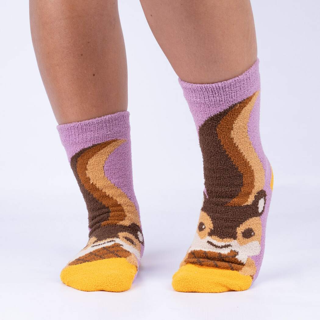 Fun and Cozy Sock It To Me Slipper Socks - I'm Nuts About You Design - Perfect for Home Relaxation and Gift Giving