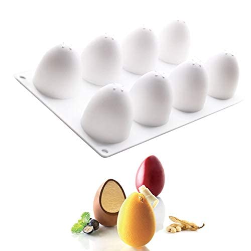 Premium 3D Easter Egg Silicone Mold - 8-Cavity Food Grade Baking Mold for Mousse Cake, Chocolate, Truffle, Pudding, Jelly, Cheesecake, Candy & DIY Soap/Candle Making (10