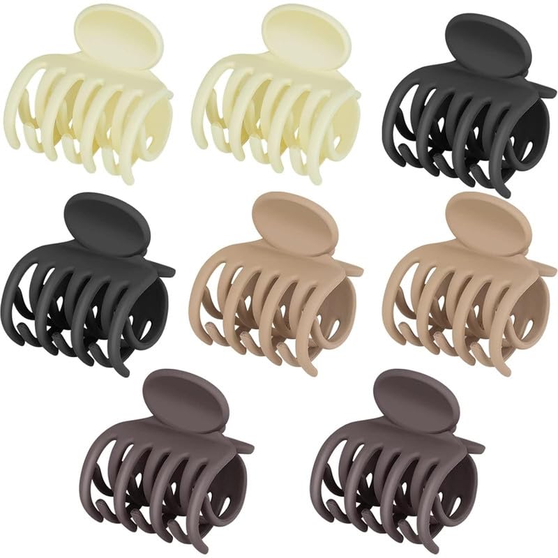 CHIROGRAPHY 4-Pack 1.6 Inch Hair Clips for Thin Hair - Medium Non-Slip Matte Claw Clips for Women with Double Row Teeth (Neutral Colors) - Perfect for Work, Gym & Everyday Hairstyles