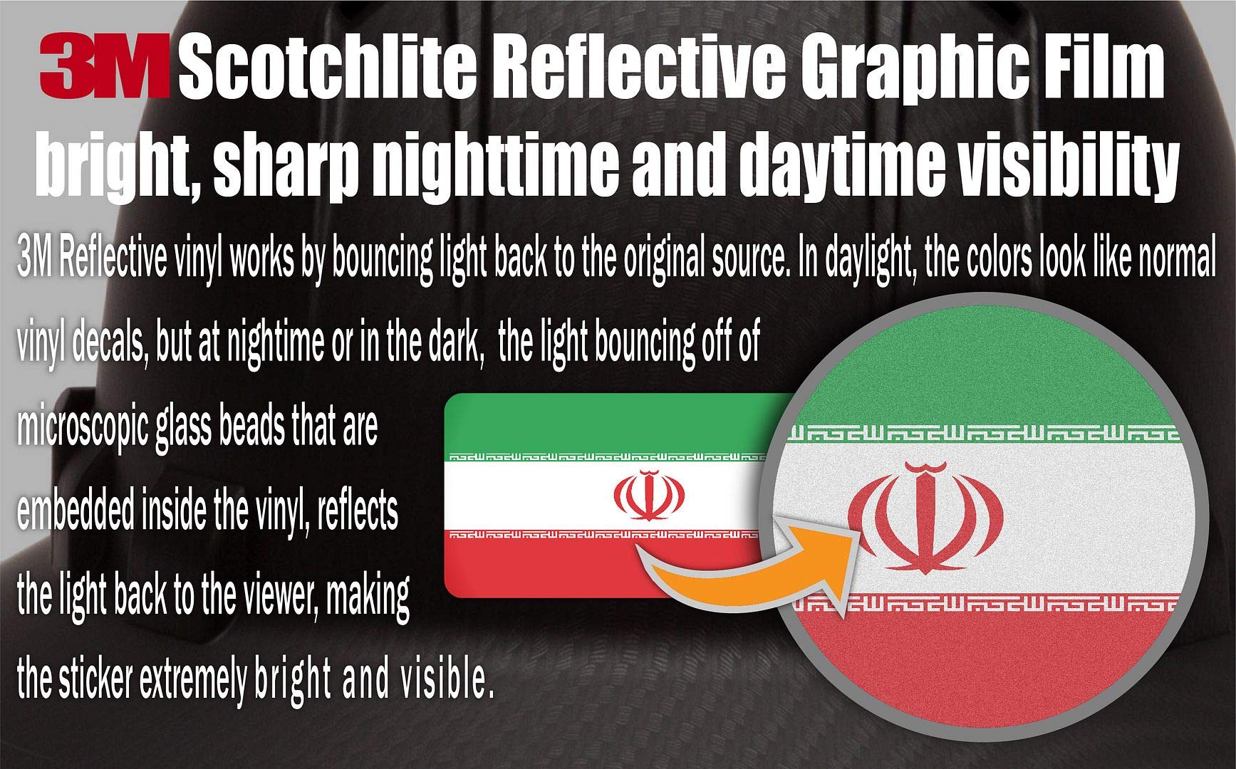 10-Pack 3M Reflective US & Iran Flag Stickers - High Visibility Safety Decals for Hard Hats, Helmets, Bikes, Toolboxes & Laptops - Perfect for Night Safety, Work Zones & Outdoor Activities