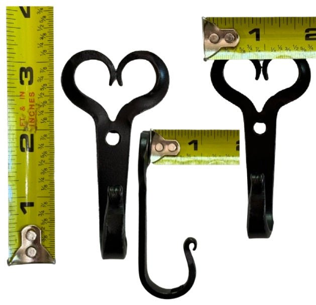 Hand Forged Heart Hook - Solid Wrought Iron Wall Hooks in 3 Sizes (Small, Medium, Large) for Home Decor, Coat Hanging, and Farmhouse Style Organization