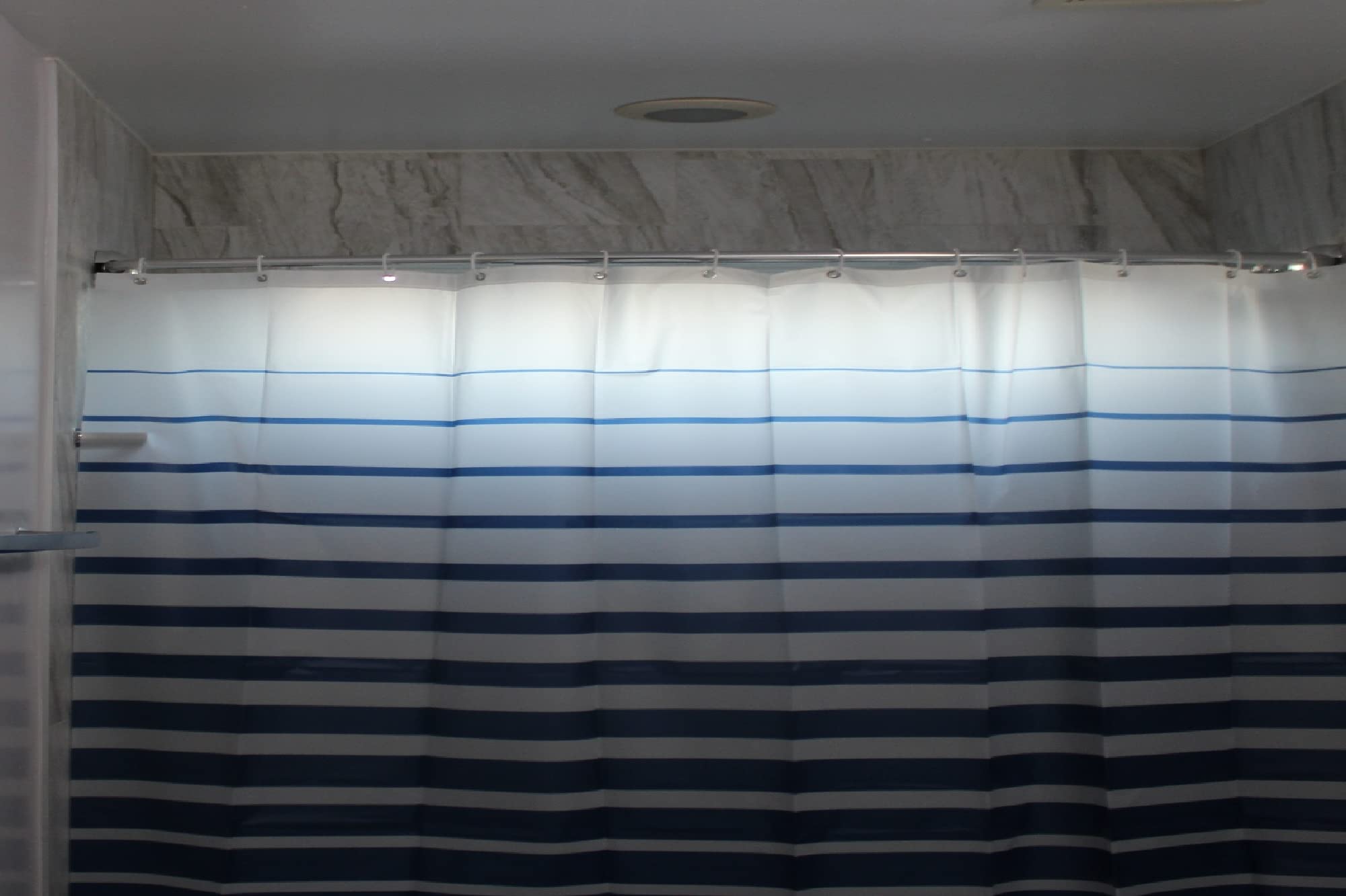 PEVA Shower Curtain Liner - Heavy Duty Waterproof Bathroom Curtain - Eco-Friendly Non-Toxic Bathtub Liner with Rustproof Grommets (Blue Stripe) - Perfect for Bathrooms, Dorms, Apartments & RV Showers
