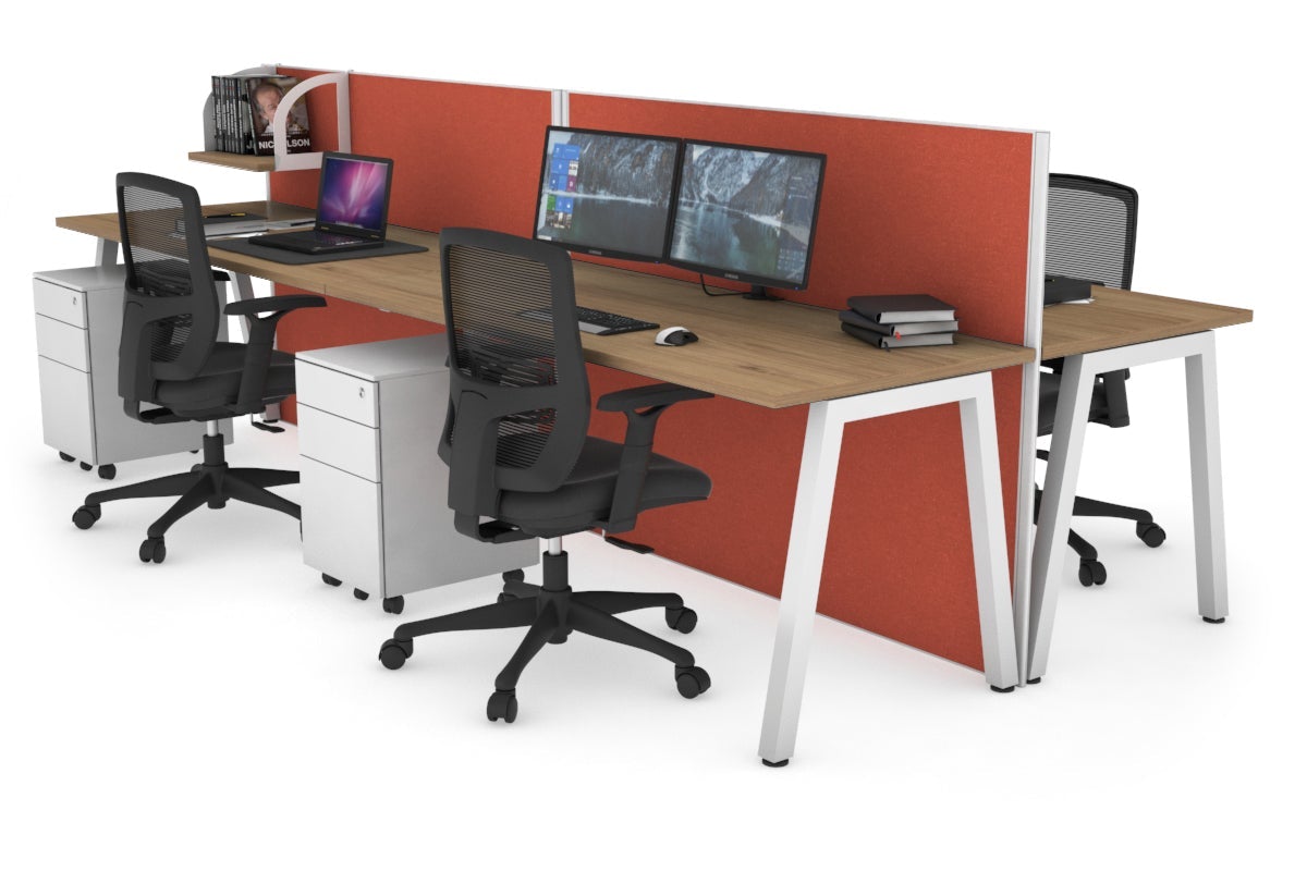 Horizon Quadro 4-Person Office Workstation Bench with A-Legs - 1400mm x 700mm Dimensions - Perfect for Collaborative Workspaces, Coworking Offices & Team Meetings