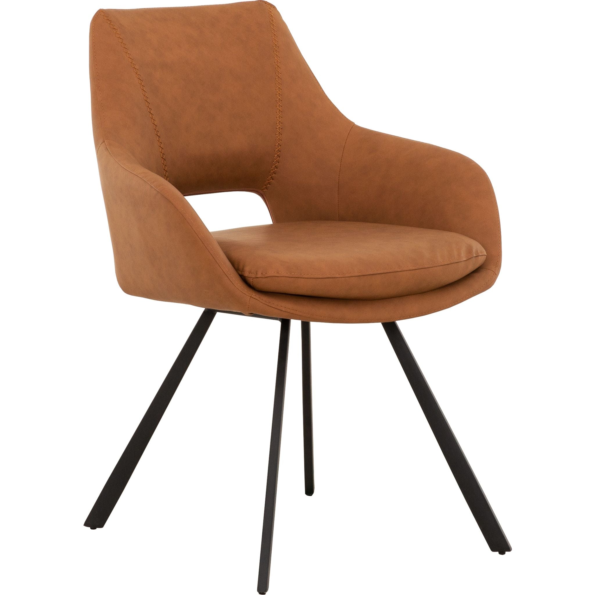 Amaze Upholstered Side Chair - Cognac Brown Leather Accent Chair for Living Room, Dining Room & Office (D620118723SHCS) | Mid-Century Modern Design with Wooden Legs | Perfect for Home Decor & Small Spaces