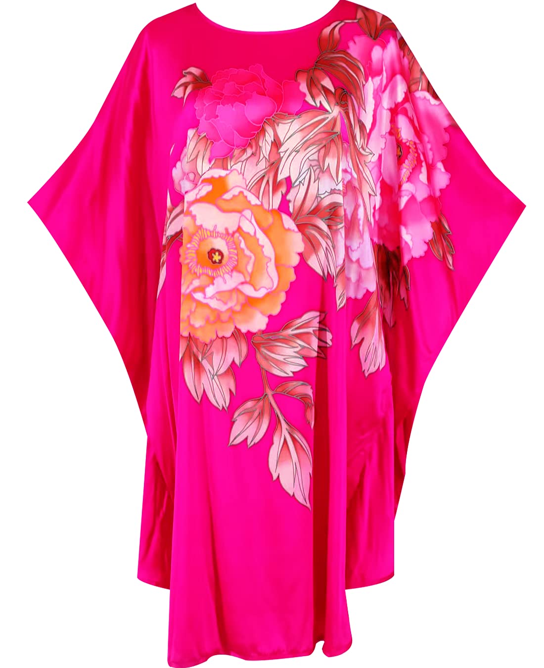 Luxury 100% Silk Pajamas for Women - Floral Print Silk Kimono Robe with Doll Sleeves - Elegant Loungewear & Bridal Shower Gift for Spa Nights and Relaxation at Home