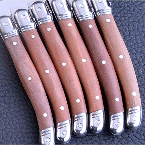 24-Piece Laguiole Steak Knives Set - Stainless Steel Western Cutlery with Wooden Handles - Includes Forks, Spoons & Steak Knives - Elegant Dinnerware for Fine Dining & Entertaining - Perfect for Restaurants, Weddings & Special Occasions