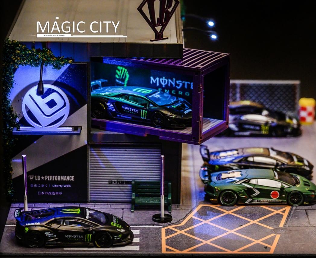 1:64 Scale Liberty Walk Exhibition Diorama Model - Premium Collectible Car Display for Diecast Enthusiasts | Perfect for Showcase, Photography & Home Decoration