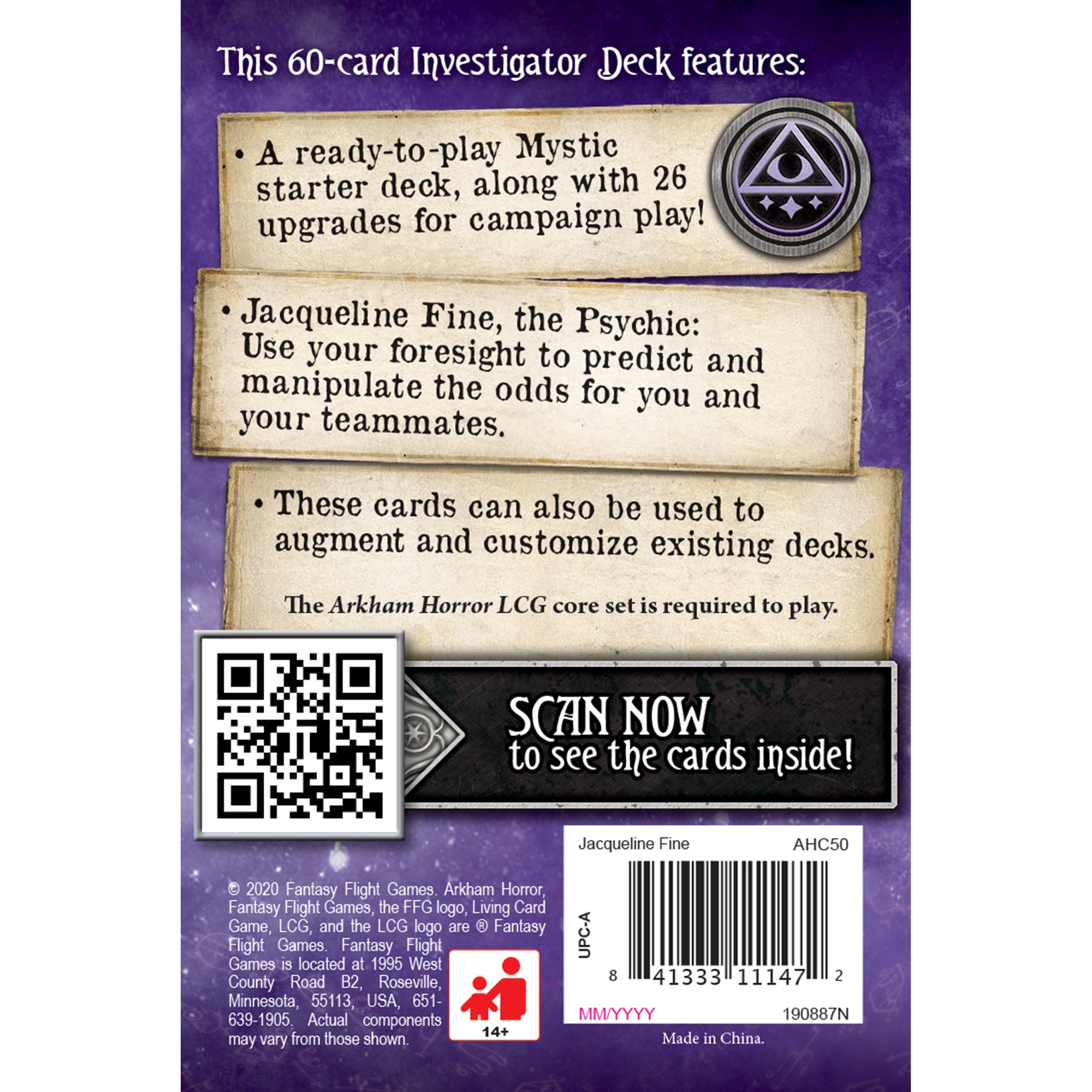 Arkham Horror: The Card Game - Jacqueline Fine Starter Deck | Horror Themed Cooperative Card Game | Perfect for Game Nights & Lovecraft Fans