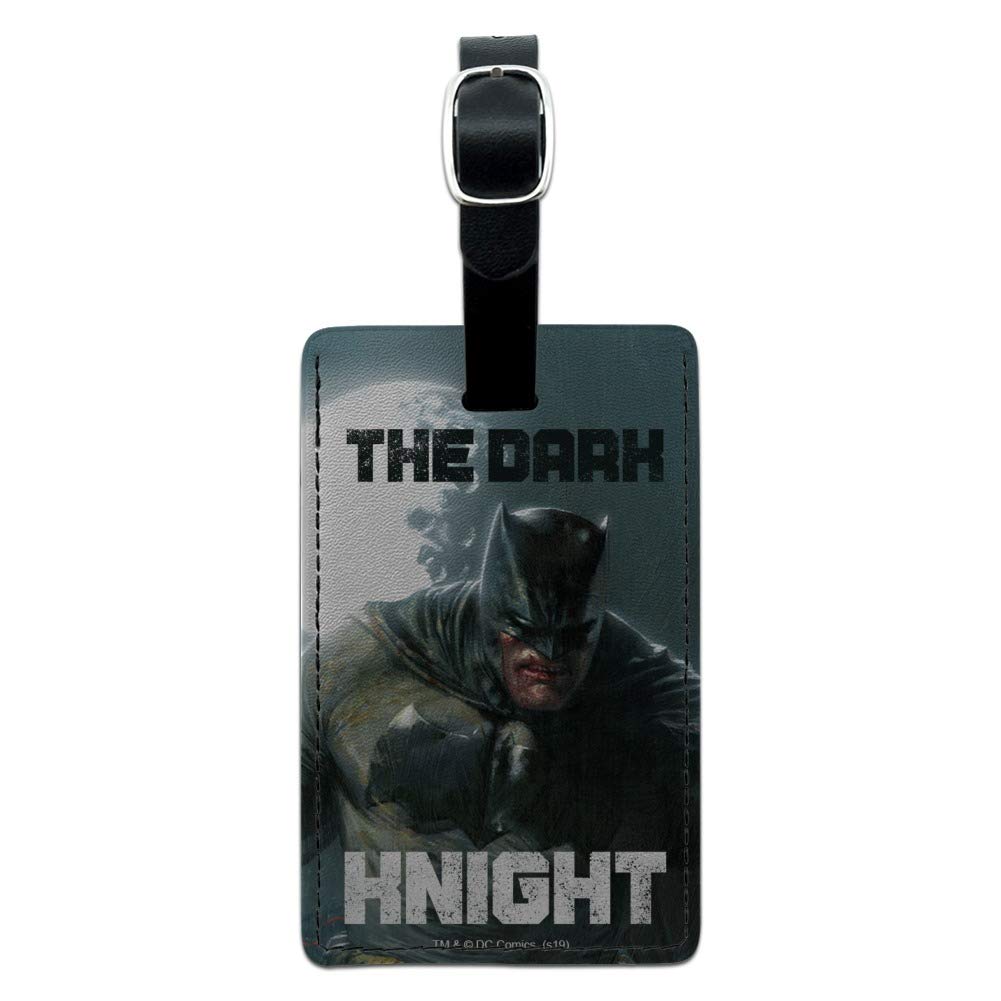 Batman The Dark Knight Rectangle Leather Luggage Tag - Durable Suitcase ID Tag for Travel Bags, Carry-On & Backpacks - Perfect for Business Trips, Vacations & Gift Giving