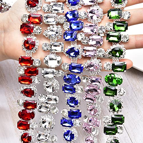 XINMILI 1 Yard Pink Rhinestone Claw Chain - 2.2CM Wide Crystal Trim for DIY Necklace, Clothing, Luggage & Accessories | Wedding, Party, Fashion Decoration