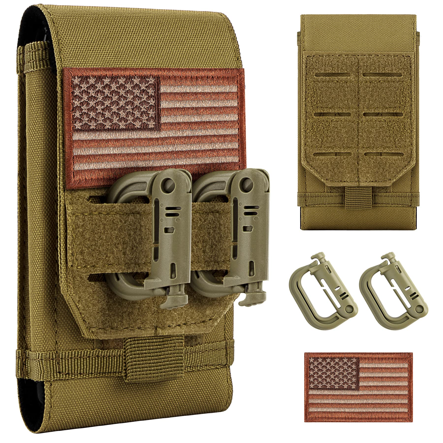 Tactical Phone Holster for iPhone 15 Pro Max/15 Pro/15 Plus/14 Pro Max/13 Pro Max/12 Pro Max - Molle Compatible Pouch Fits 4.7