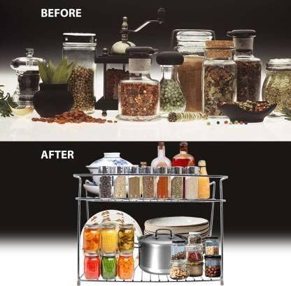 CR18 COLLECTION 2-Tier Stainless Steel Kitchen Organizer - Countertop Space Saving Shelf for Utensils, Dishes & Plates | Perfect for Small Kitchens & Pantry Organization