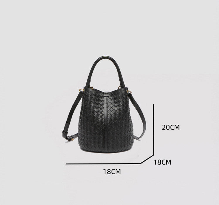 Handwoven Lambskin Bucket Bag for Women - Soft Leather Crossbody Purse with Adjustable Strap - Perfect for Travel, Shopping & Everyday Use