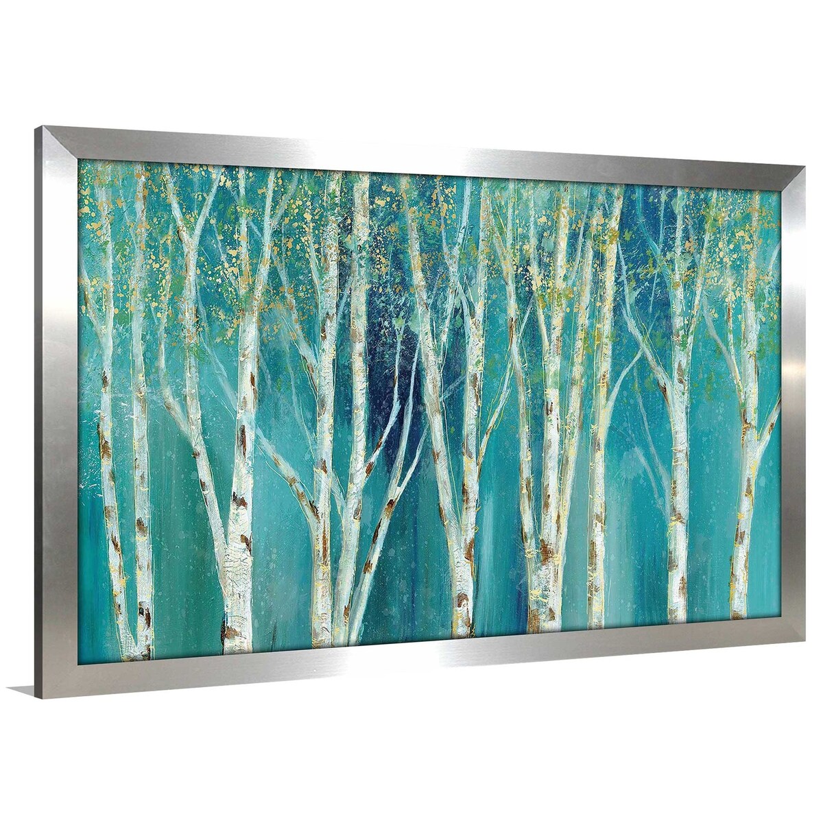Birch on Blue Horizontal Acrylic Print by Nan - Stunning Wall Art for Living Room, Bedroom & Office Decor