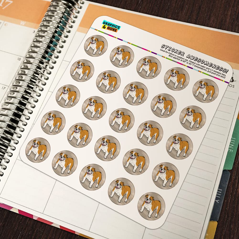 English Bulldog Pet Dog 1 Inch Planner Stickers - Clear Scrapbooking & Crafting Decals for Bullet Journals, DIY Projects & Planner Decorations