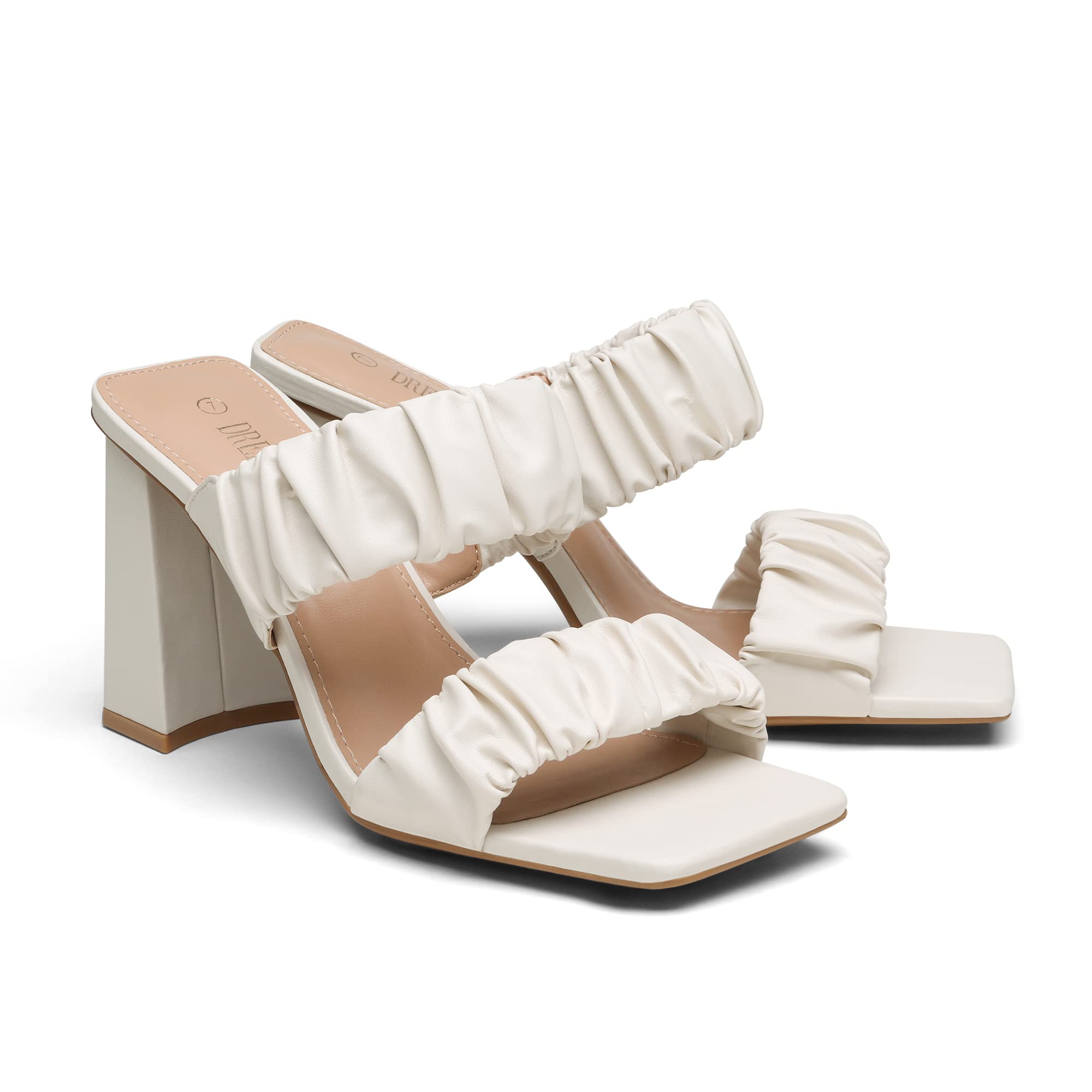 DREAM PAIRS Women's Chunky Block Heels - Square Toe Slip On Mules with Open-Toe Strap | Comfortable Pumps Sandals for Party, Wedding & Office Wear