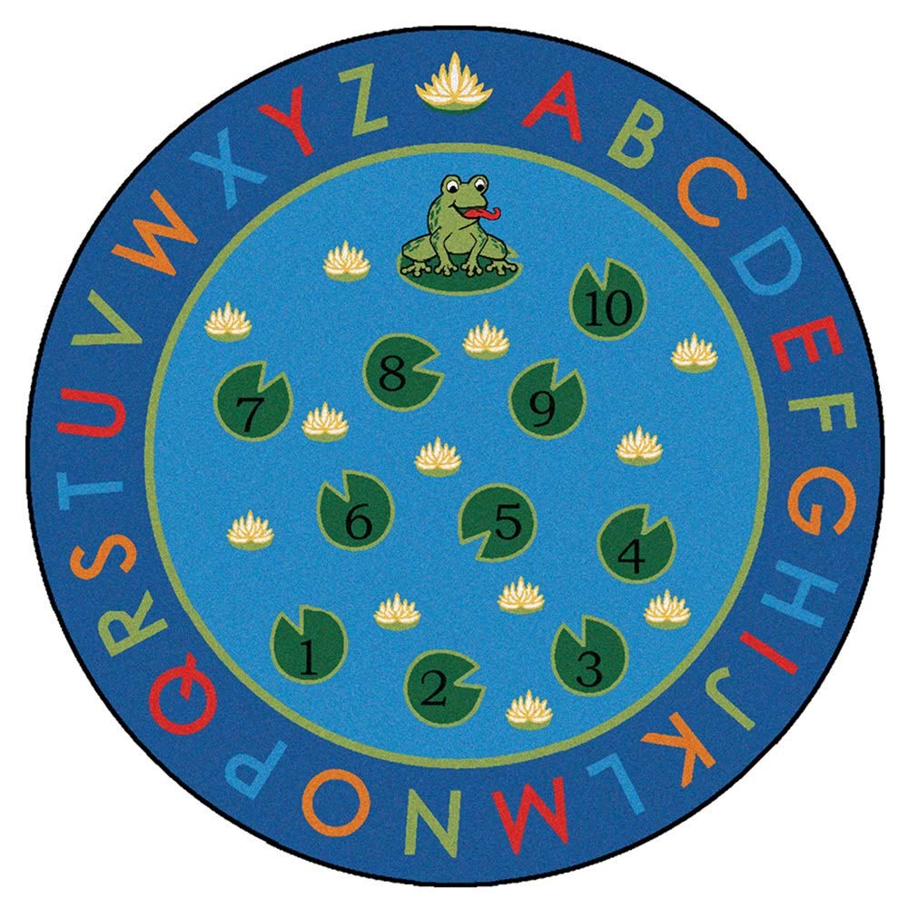 Hip Hop to The Top Educational Kids Room Rug - 6ft Round Blue Literacy & Counting Carpet for Classroom & Playroom | Perfect for Learning, Play & Decor