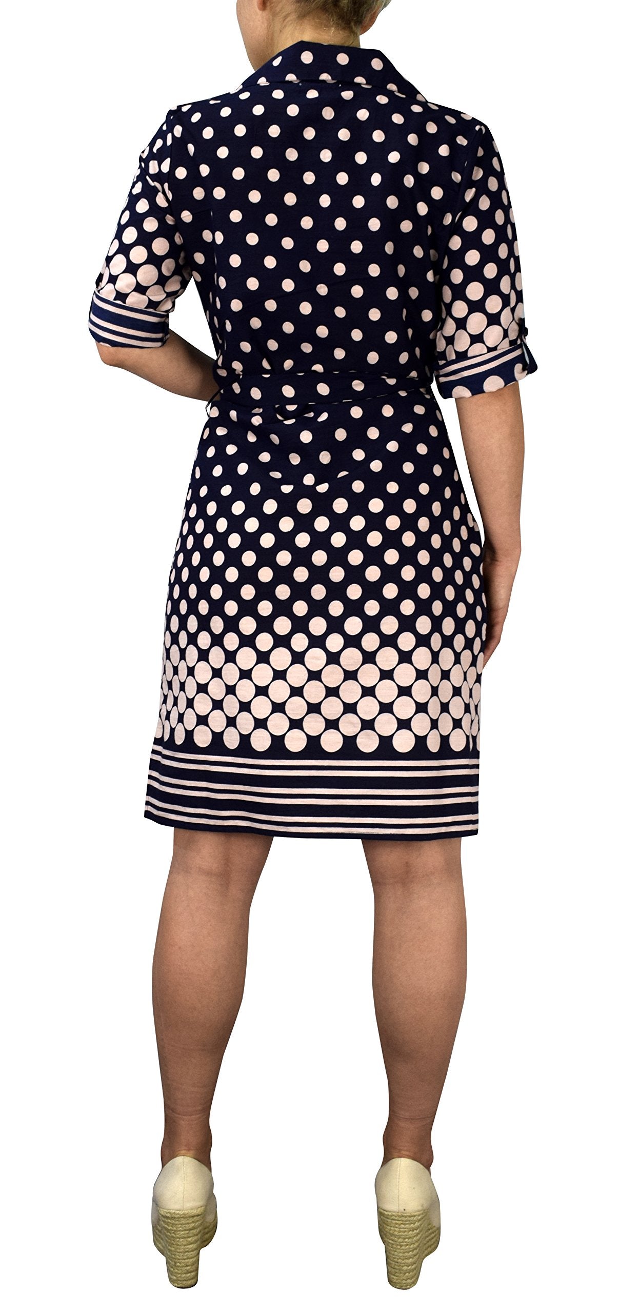 Women's Summer Casual V-Neck 3/4 Sleeve Tie Waist Shift Dress - Perfect for Beach Vacations, Brunch Dates & Office Wear