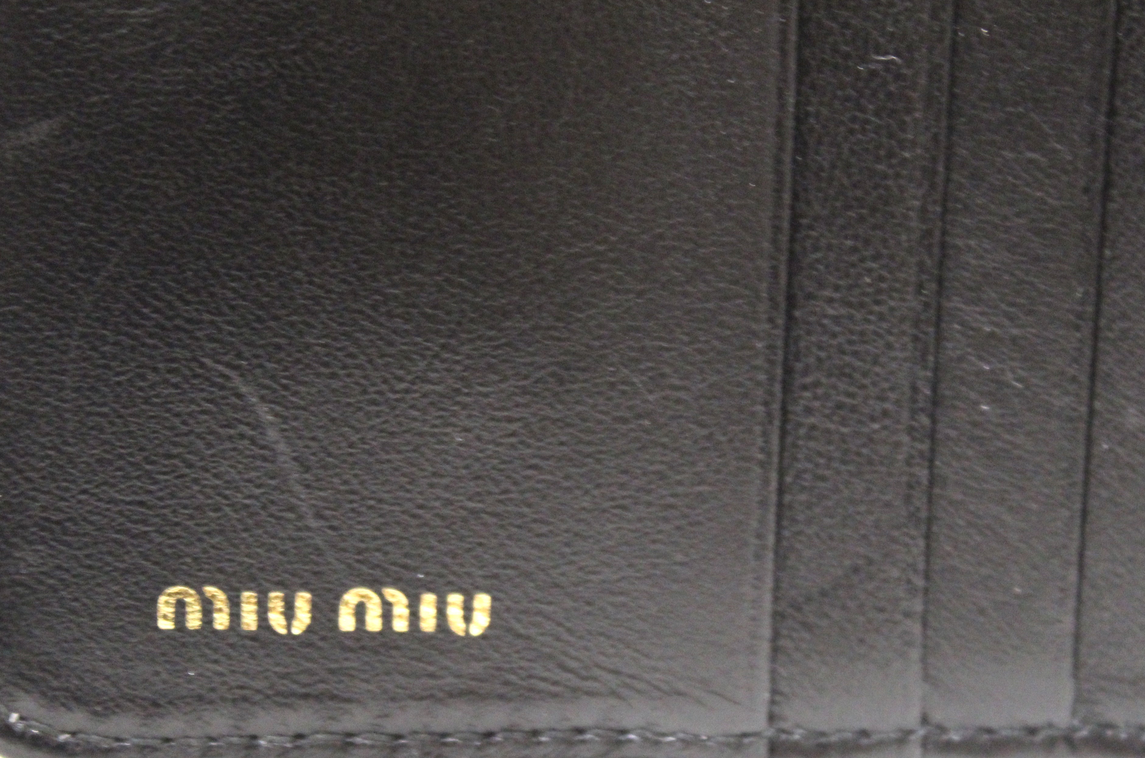 Authentic Miu Miu Black Nappa Leather Bi-Fold Wallet for Women | Genuine Lampo Zipper | Compact & Stylish | Perfect for Everyday Use, Travel & Gift Giving
