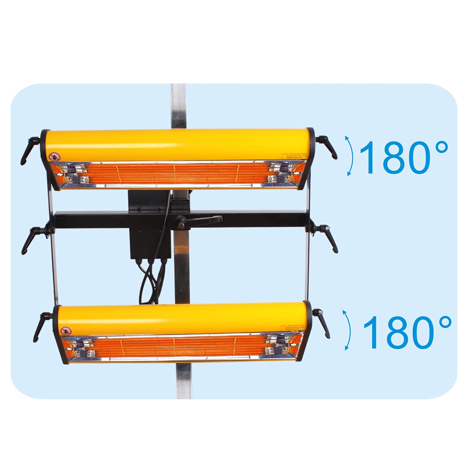 2100W 110V Solar Infrared Paint Curing Lamp - Short Wave Infrared Heater for Auto Body Repair with Smart Timer, Adjustable Height & Mobility (Yellow) - Perfect for Automotive Paint Drying, Industrial Coating Curing & DIY Projects