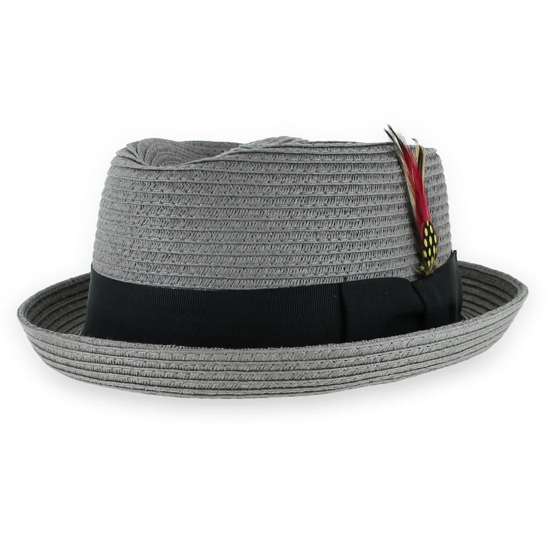 Stylish Summer Straw Pork Pie Trilby Fedora Hat for Men & Women - Breathable & Lightweight in Blue, Tan, Black | Perfect for Beach, Outdoor, and Casual Wear