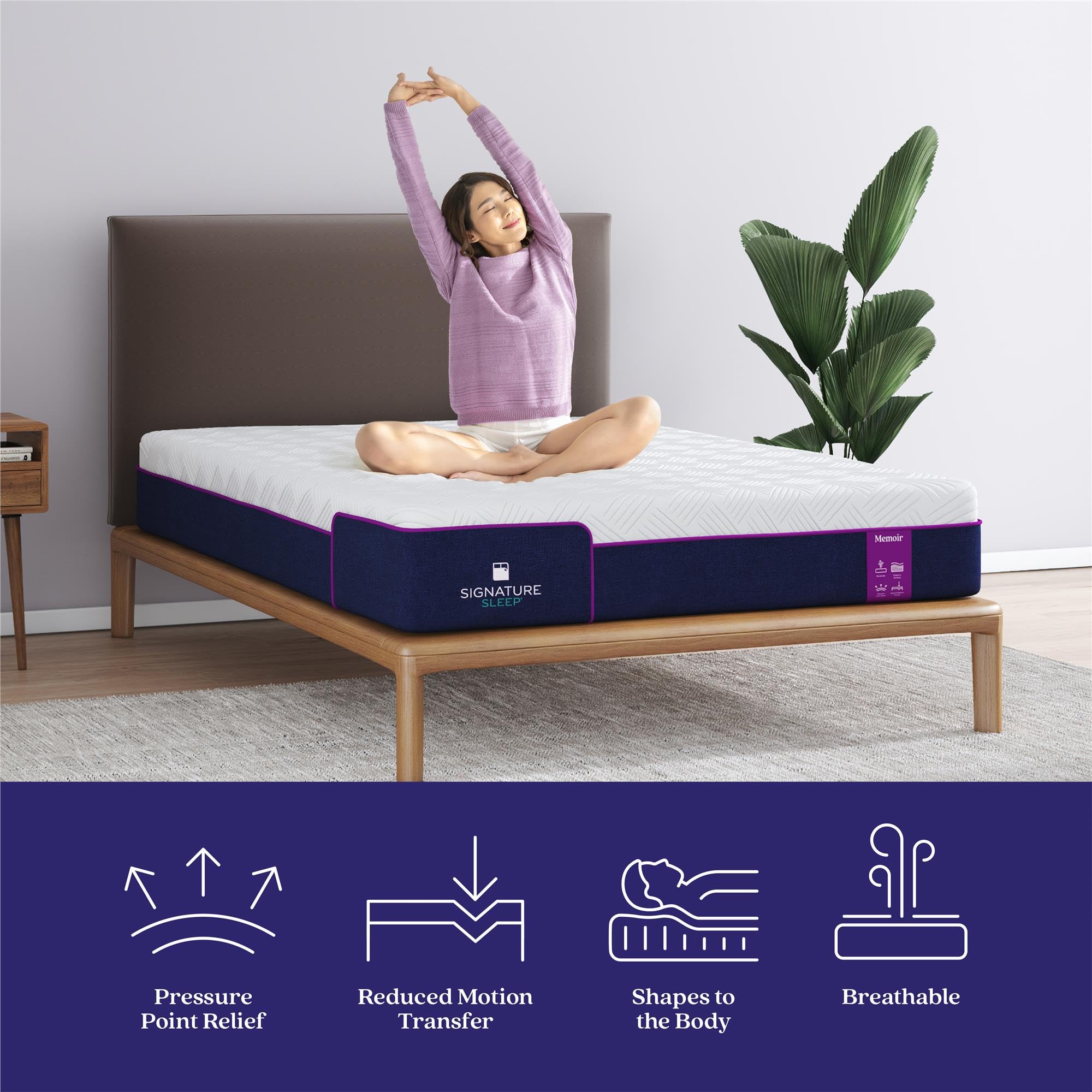 Signature Sleep Memoir 10 Inch Medium Firm Memory Foam Mattress - CertiPUR-US & OEKO-TEX Certified - Full Size Bed Mattress in White - Perfect for Guest Rooms, Dorms & Small Apartments