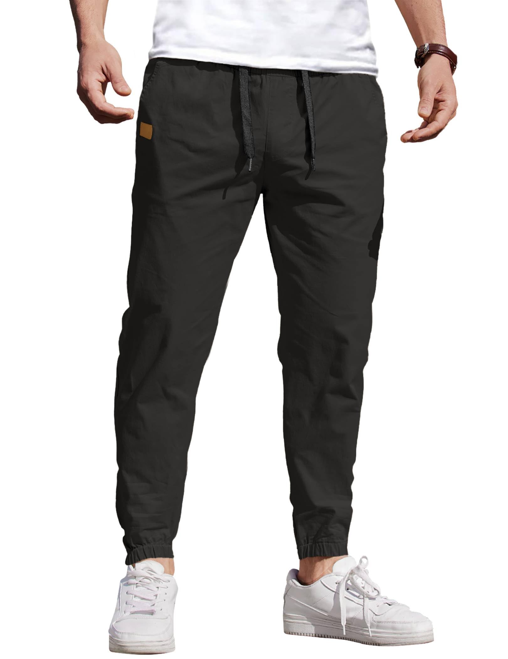 **COOFANDY Men's Casual Joggers Pants - Cotton Elastic Waist Drawstring Chino Cargo Pants for Hiking, Outdoor, Track & Lounge Wear**