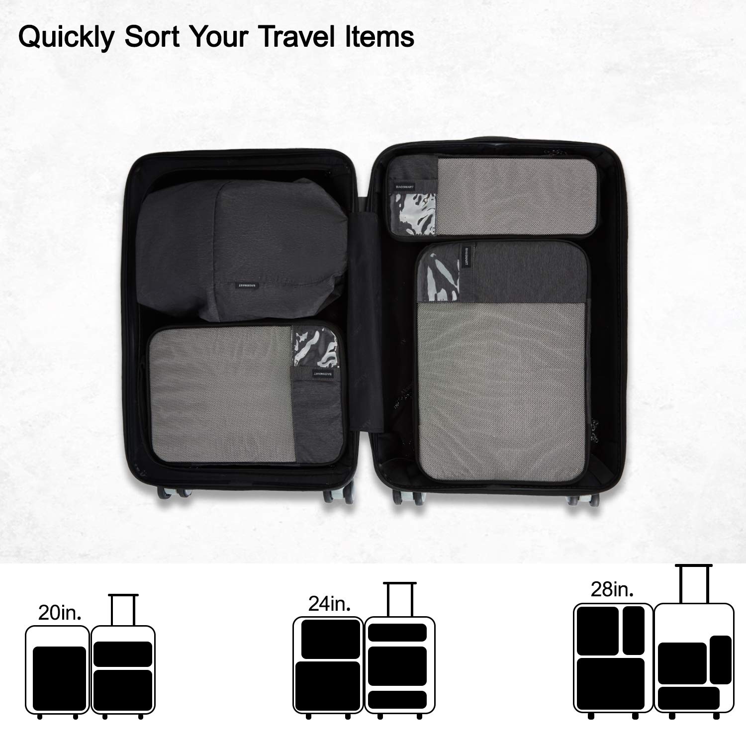 BAGSMART 6/4/2 Set Travel Compression Packing Cubes - Lightweight Luggage Organizer for Suitcase, Durable Travel Accessories & Vacation Essentials (Perfect for Business Trips, Vacations & Backpacking)