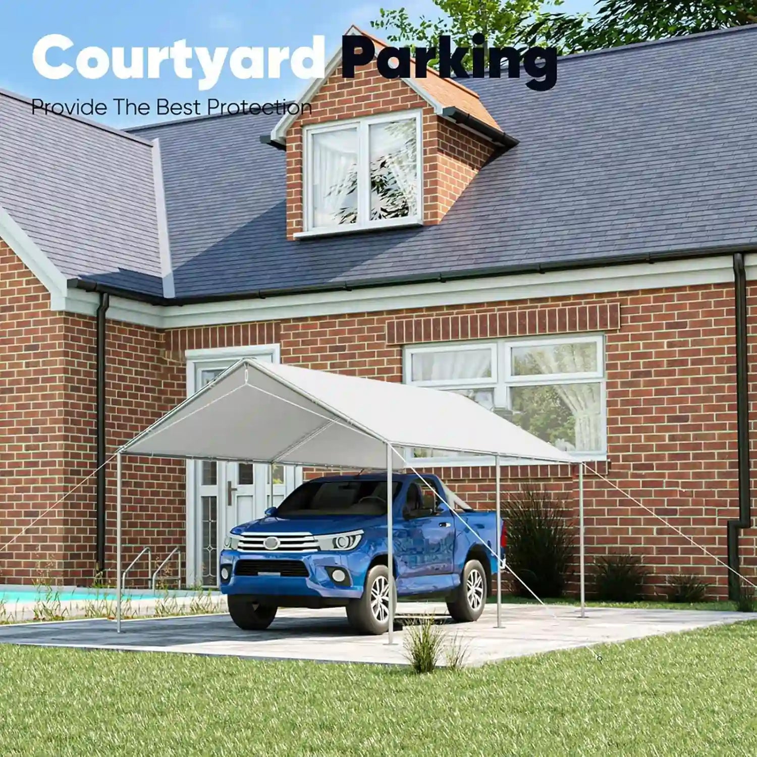 10' x 15' Heavy Duty Car Canopy - Waterproof Outdoor Car Shelter for SUV, Truck & Vehicle Protection - Perfect for Camping, Parking & Outdoor Events