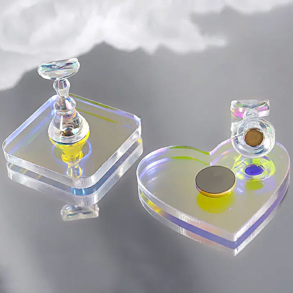 Magnetic Tips Display Stand - Aurora & Clear Acrylic Phone Holder for iPhone, Samsung, Tablets - Perfect for Home, Office, and Retail Store Displays