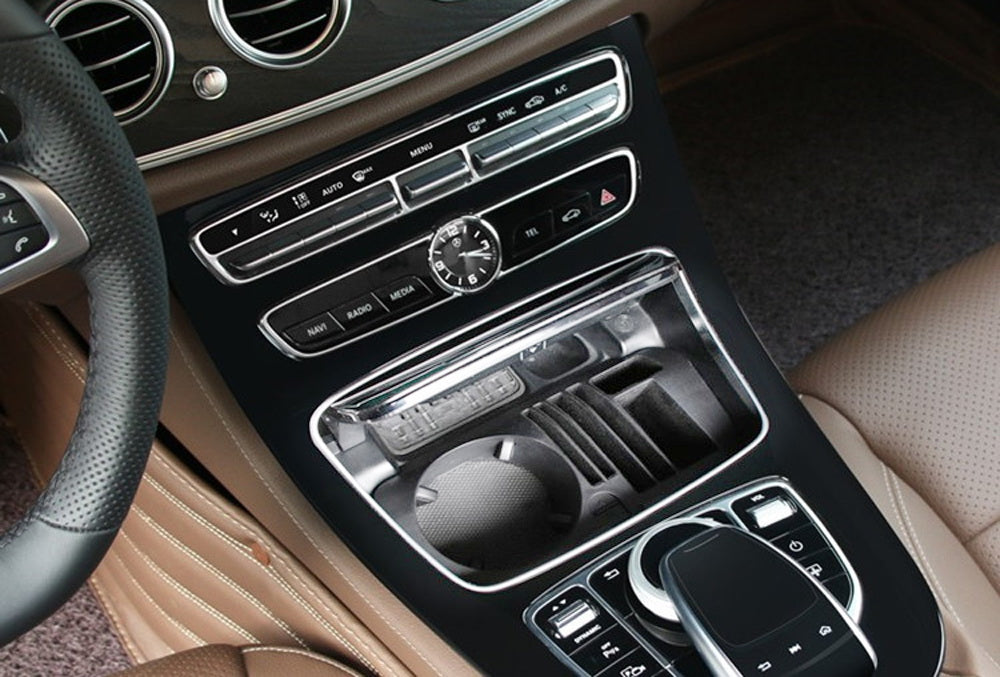 Exact Fit Cup Holder Organizer Tray for Mercedes W205 C-Class, X205 GLC, W213 E-Class - Perfect for Car Accessories Storage & Organization