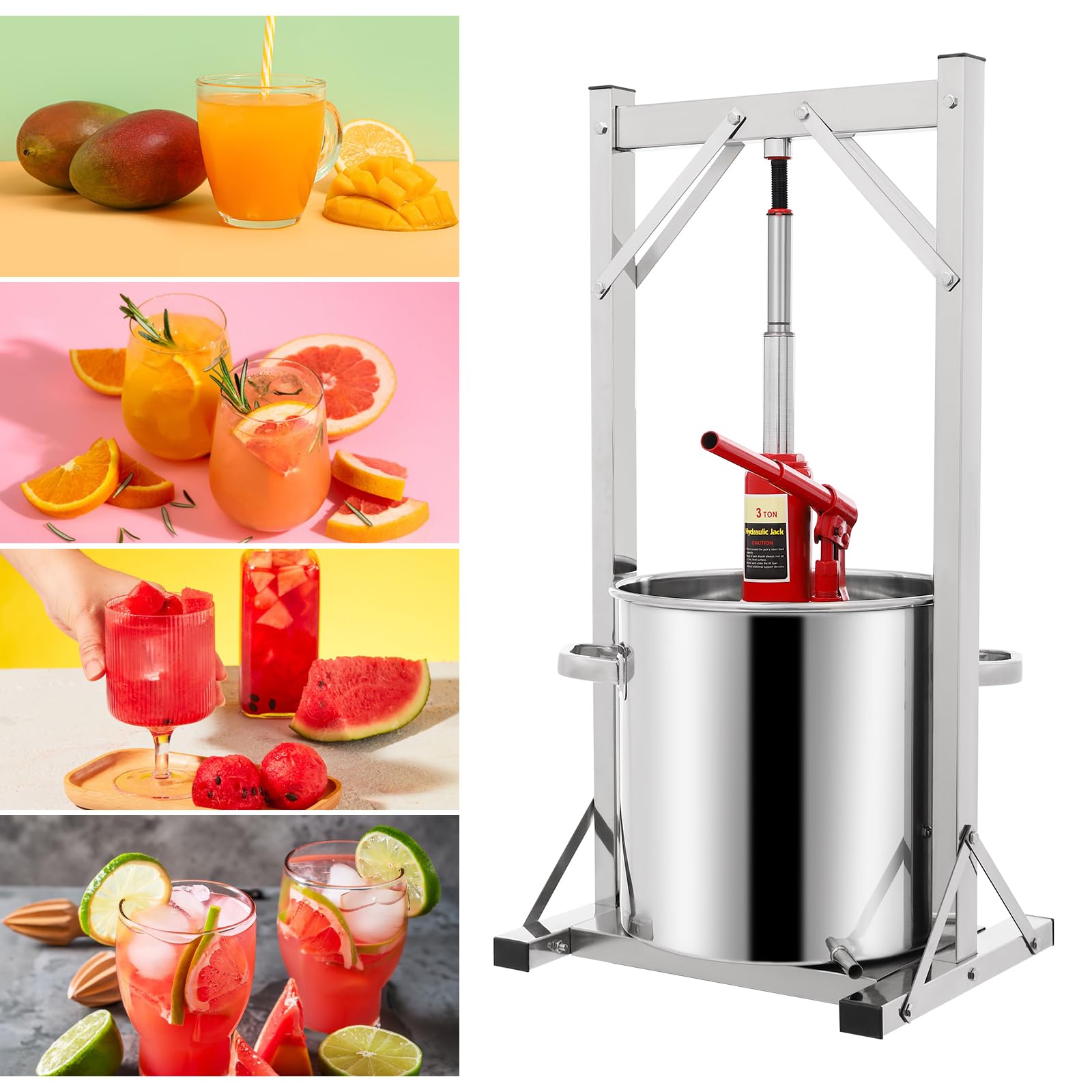 22L Large Capacity Manual Fruit Wine Press - Hydraulic Grape, Apple, Cider Press for Home Brewing | Perfect for Wine Making, Vegetable Juicing, Honey & Olive Oil Extraction | Great for Home Brewers, Farmers Markets & DIY Enthusiasts