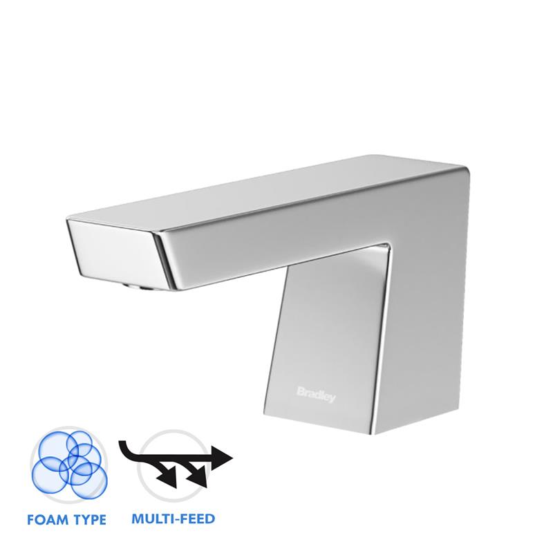 Bradley 6 3700 RFM Zen Series Multi Feed Tank Deck Mounted Soap Dispenser - Commercial Grade Foam Soap Dispenser for Restaurants, Hospitals, and Public Restrooms