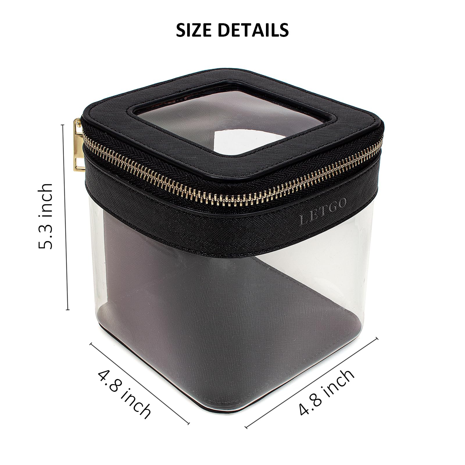 LETGO Clear Makeup Bag - Waterproof Mini Cosmetic Organizer for Women | Small Leather Travel Makeup Pouch | Purse Essentials & Toiletry Bag for Gym, Work, Vacation (Black) - Perfect for Daily Use & On-the-Go Touch Ups