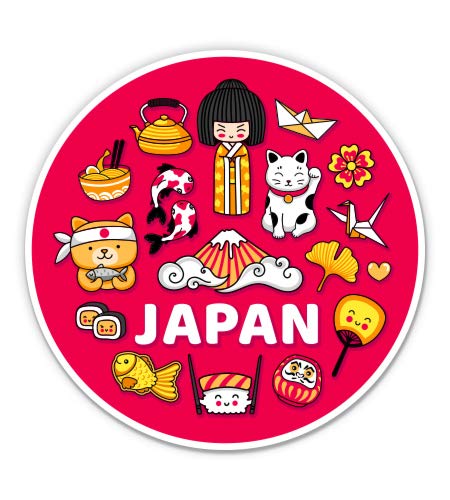 Japanese Culture Travel Vinyl Sticker Set - 3 Inch Waterproof Decals for Cars, Laptops, Water Bottles & Phones - Perfect for Travel Enthusiasts, Japan Lovers & DIY Decorations