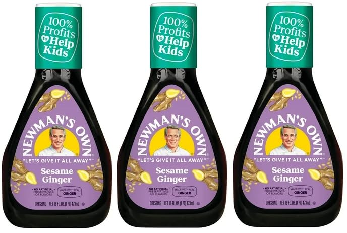 Organic Sesame Ginger Salad Dressing - 16oz (Pack of 3) | Asian-Inspired Vinaigrette for Salads, Noodles & Marinades | Gluten-Free & Vegan-Friendly