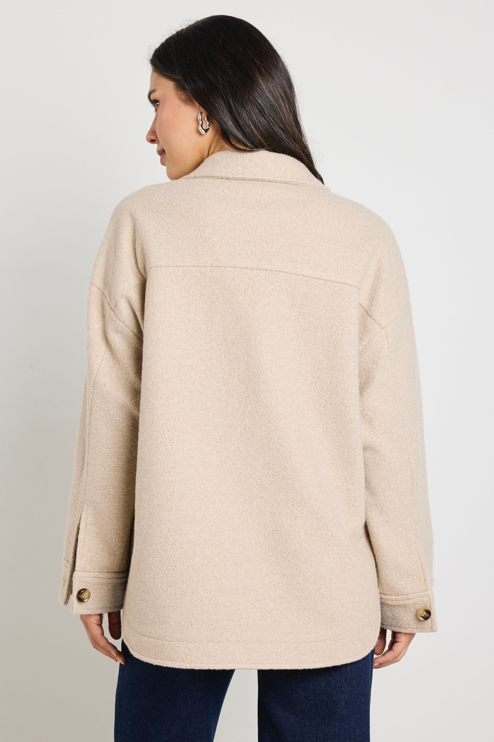 Pinot Taupe Oversized Shacket for Women - Stylish Long Sleeve Button Down Coat Jacket - Perfect for Fall, Winter & Layering Outfits