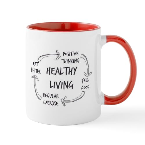 White/Red Inside - Healthy Living Mugs
