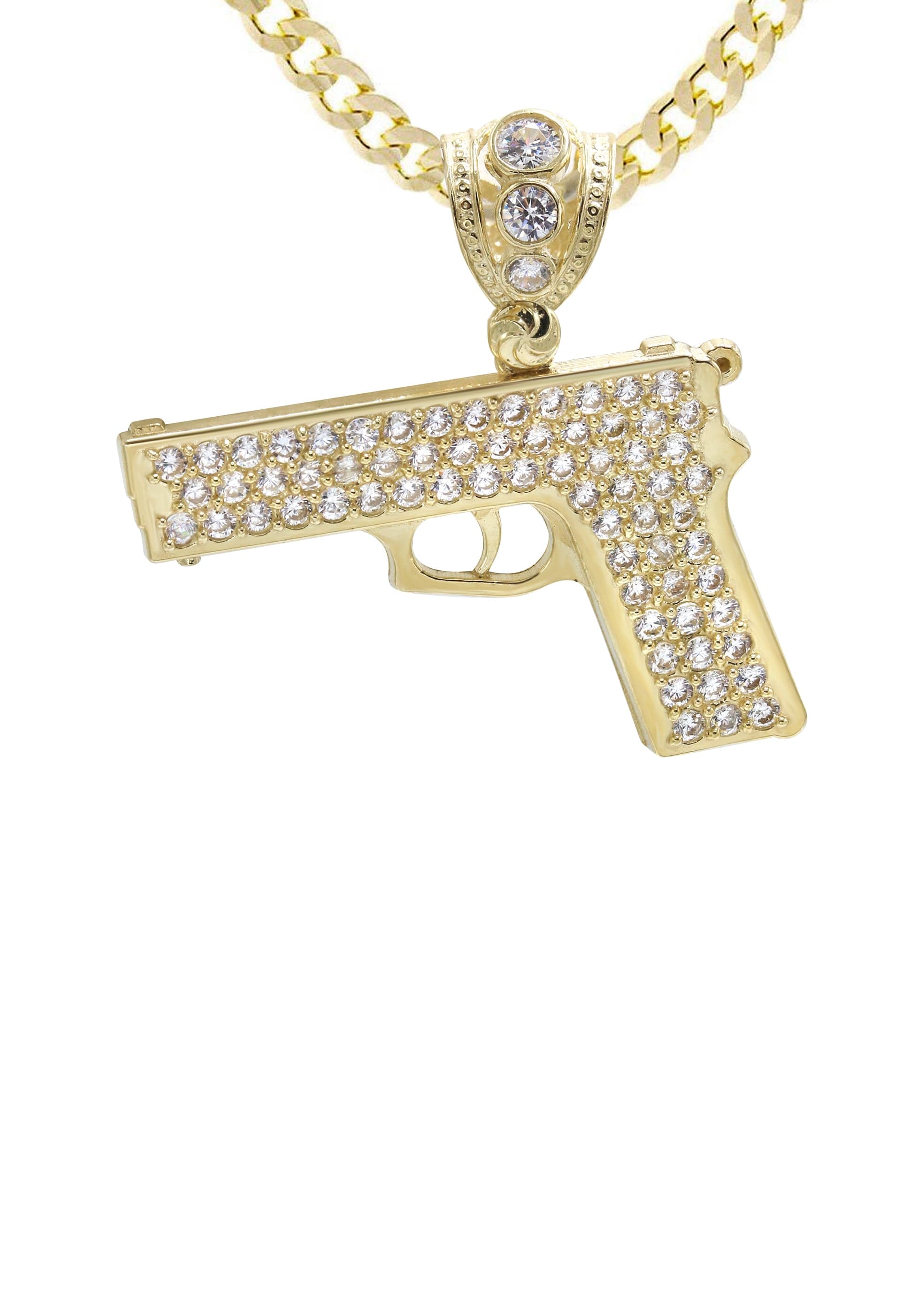 10K Yellow Gold Glock Pendant Necklace for Men - 16.3 Grams Solid Gold Gun Jewelry - Perfect for Gifts, Gun Enthusiasts & Self Defense Lovers