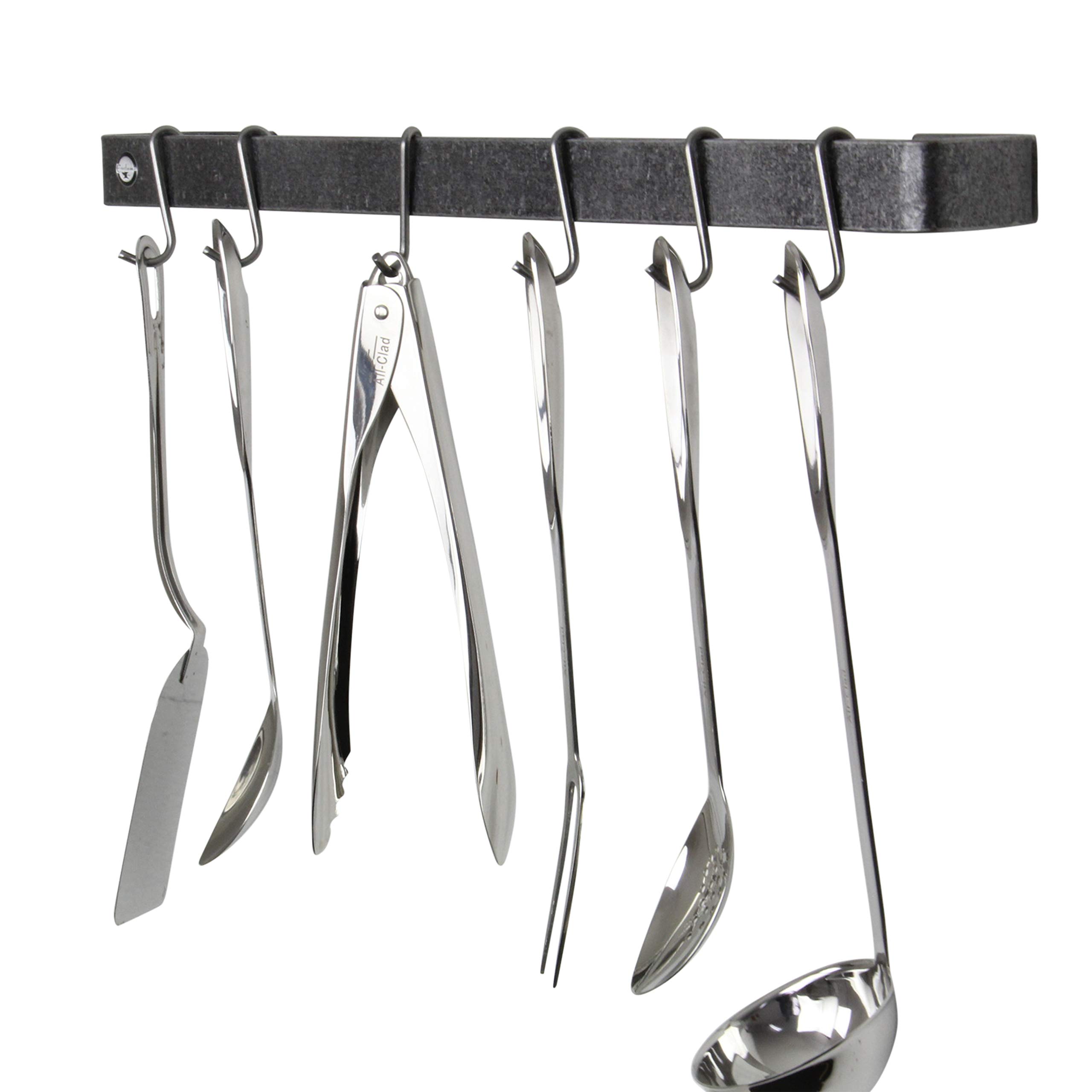 Enclume Premier 30-Inch Hammered Steel Wall Mounted Pot Rack & Utensil Organizer - Perfect for Kitchen Storage, Space Saving, and Stylish Home Decor