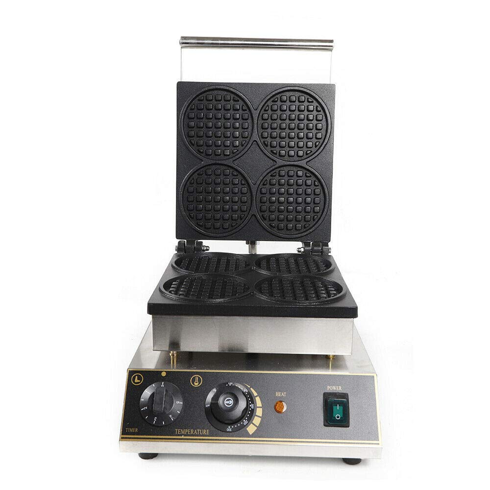 Commercial Waffle Maker Machine - Electric Nonstick Stainless Steel Waffle Iron for Crispy Waffles, Paninis, Hash Browns & Cones - 110V DIY Cooking Appliance for Restaurants, Cafes & Home Use - Perfect for Breakfast, Desserts & Snack Shops