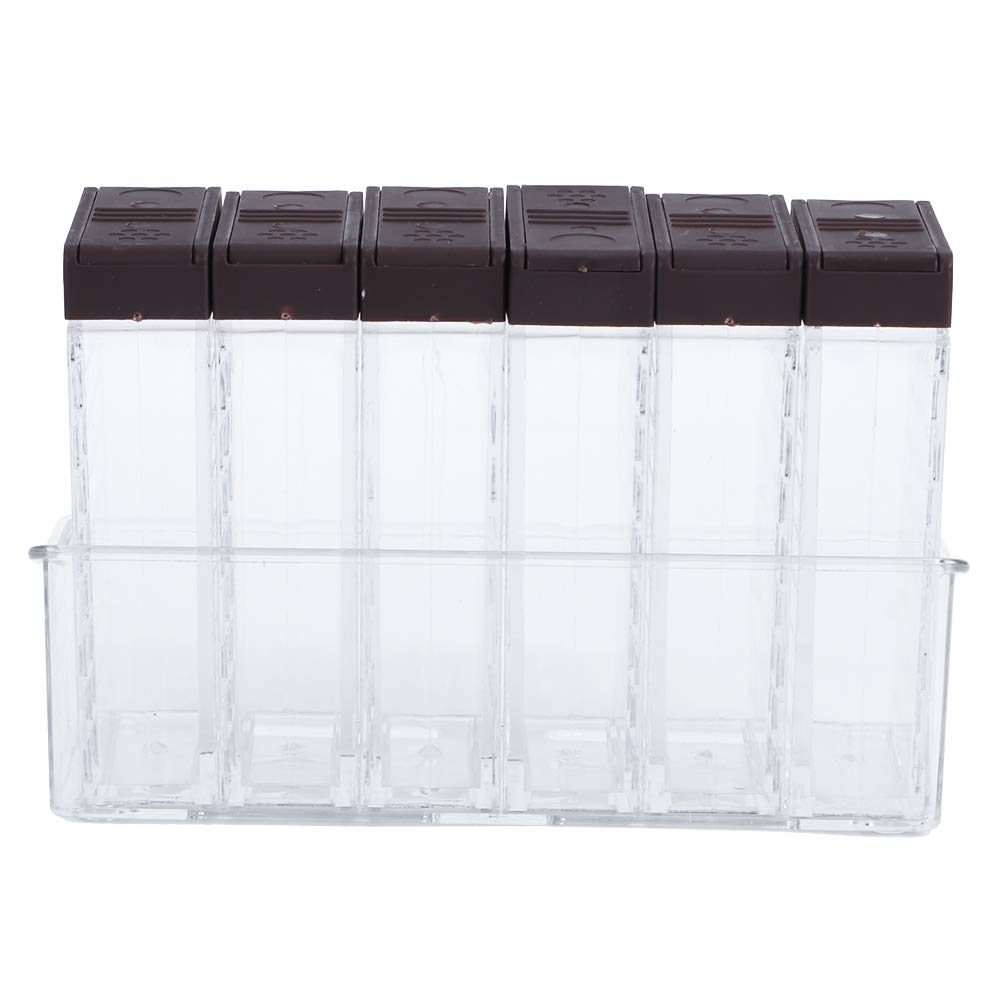 Tyenaza 6-Piece Seasoning Box Set - Dual Hole Spice Jars with 2-Way Cover & Base - Perfect for Kitchen Storage of Salt, Black Pepper, Chili & Spices - Ideal for Cooking, Baking & Meal Prep