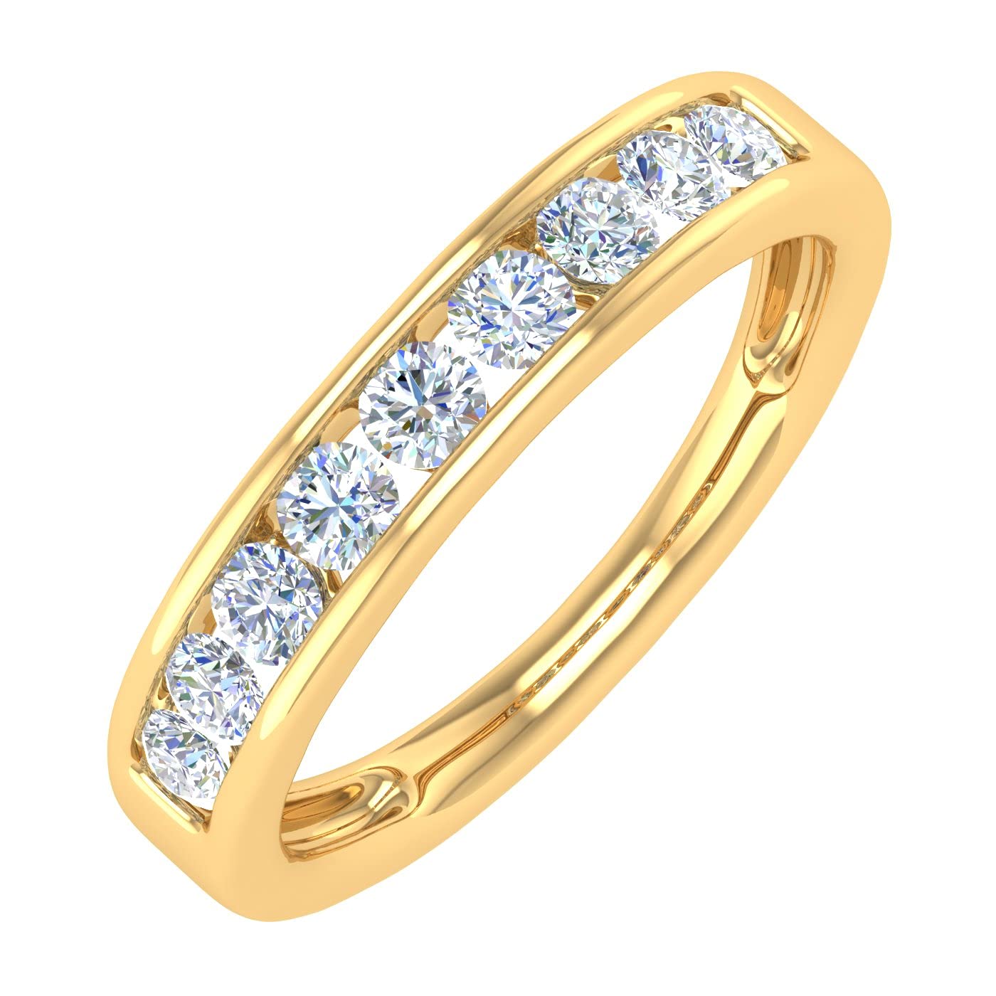 1/2 Carat Channel Set Diamond Wedding Band Ring for Women - 14K Gold Engagement Ring, Anniversary Gift, Bridal Jewelry for Her - Perfect for Weddings, Proposals & Special Occasions