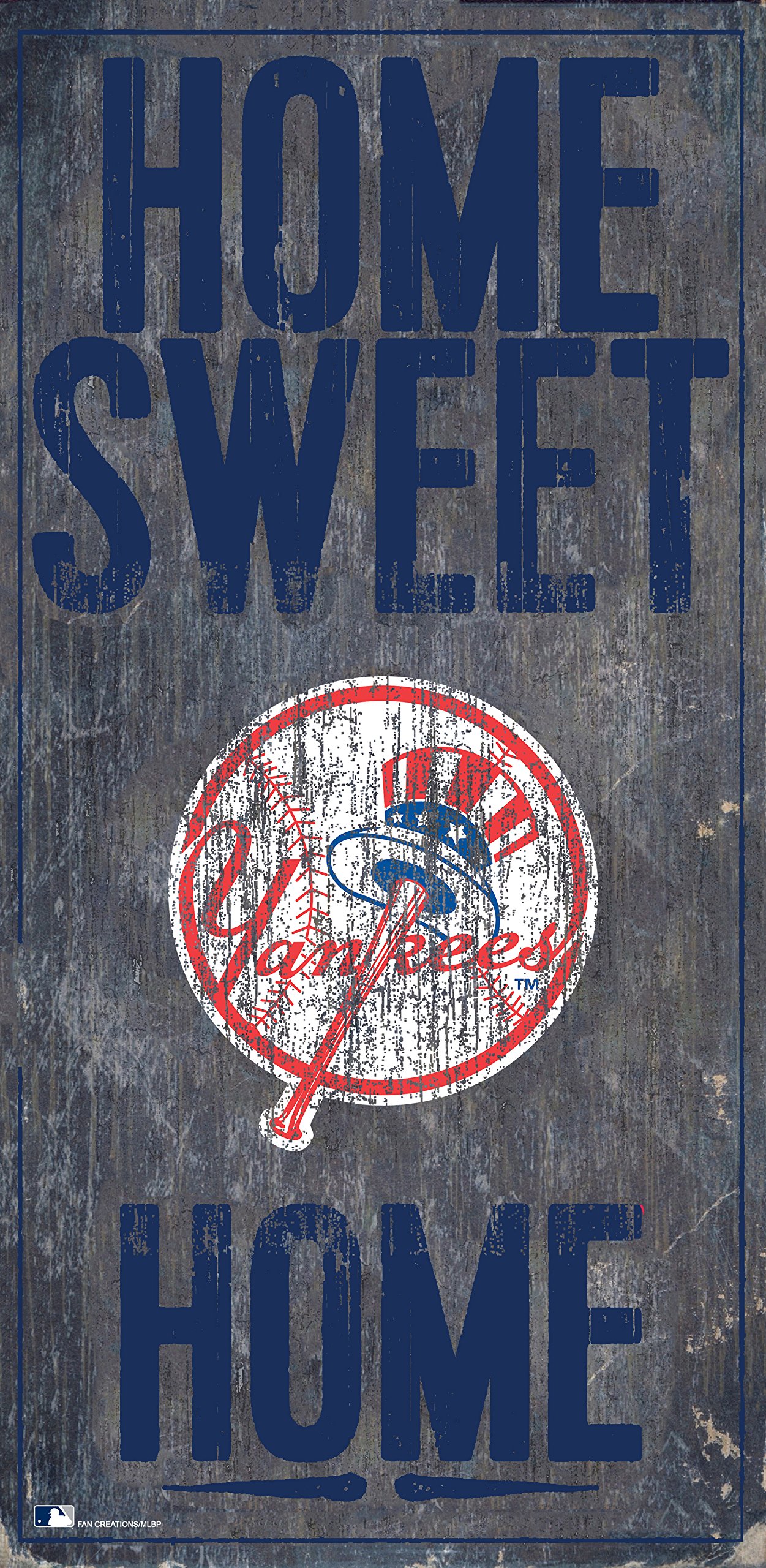 New York Yankees 6x12 Inch Home Sweet Home Wooden Wall Sign - Perfect for Game Room, Man Cave & Baseball Fan Decor
