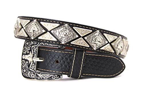 805b Horse Black Basketweave Silver