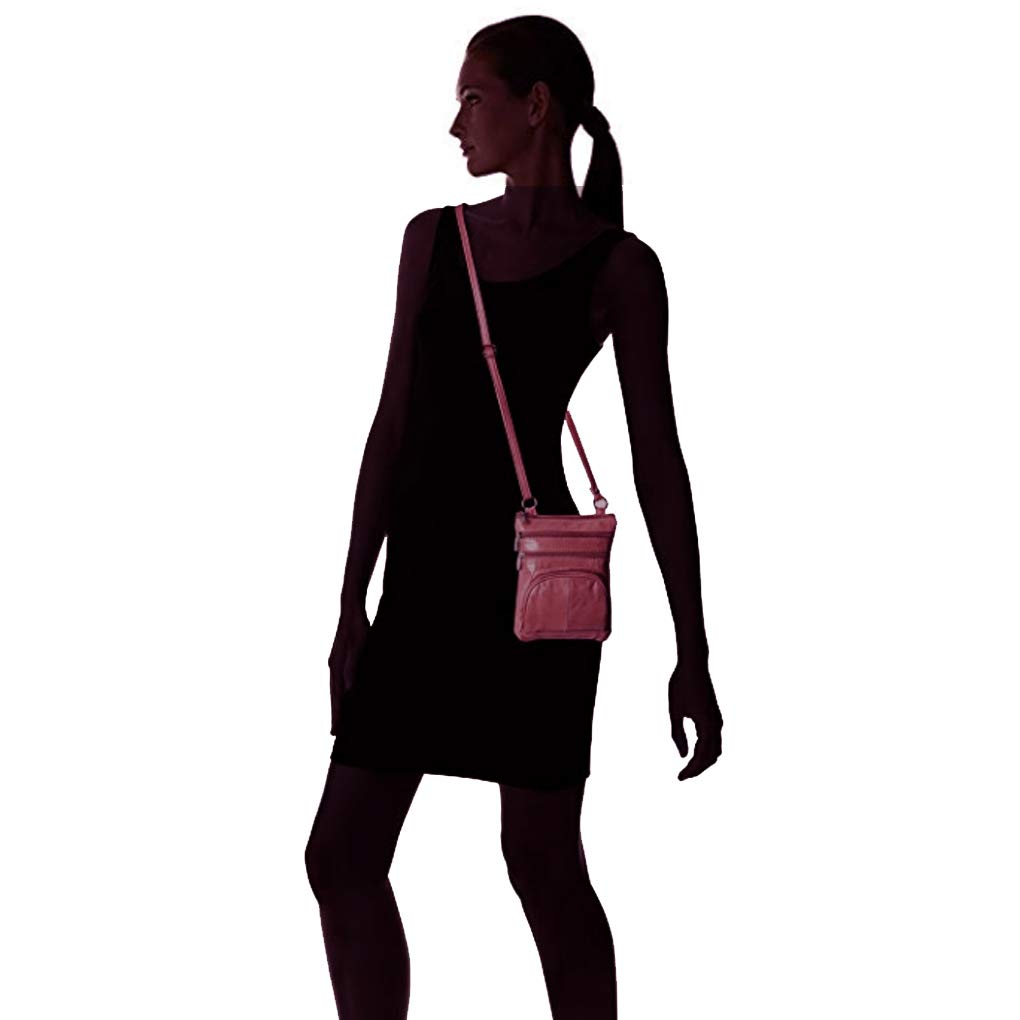 SILVERFEVER Women's RFID Blocking Crossbody Shoulder Bag - Small Round Genuine Leather Purse for Everyday Use, Travel & Shopping