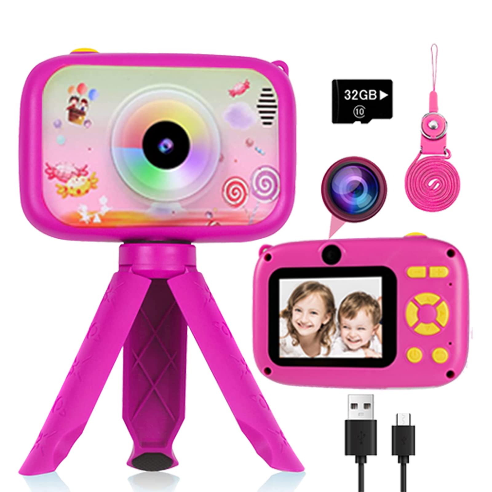 FiliWel Kids Camera for Girls 3-9 - HD Selfie Camera with 32GB SD Card | Playtime & Travel Fun